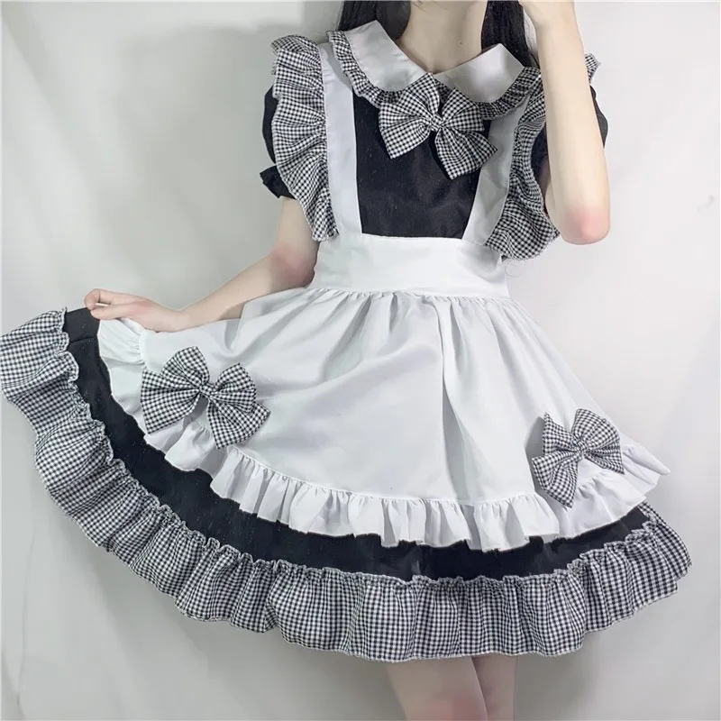 Anime Cartoon Cosplay Costumes Japanese Kwaii Maid Lingerie Dress Goth Clothes Women Punk Gothic Lolita Maid Outfits Black White