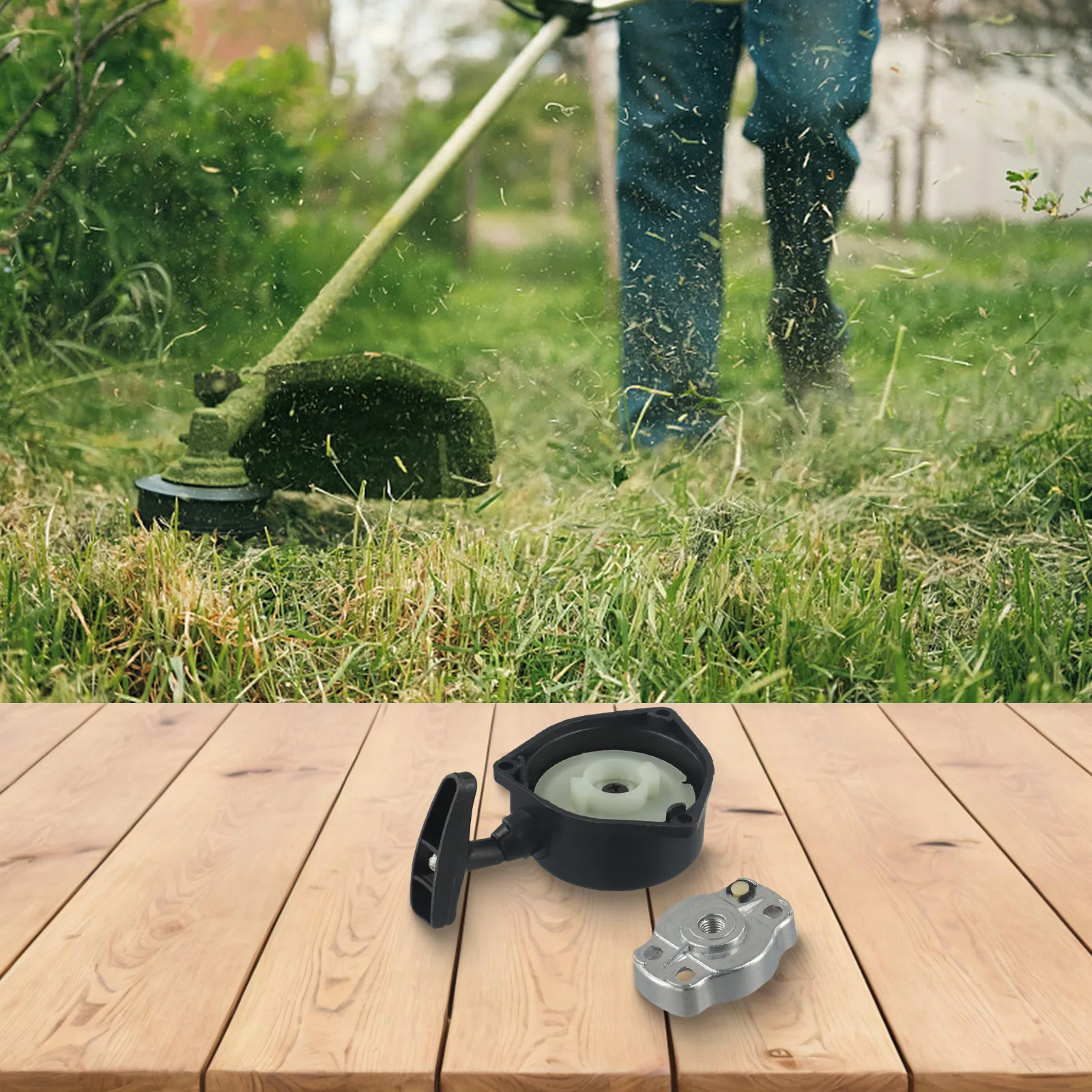 Brush Cutter Trimmer Recoil Starter Sturdy Pull Start Assembly with 70mm Hole Distance for Optimal Performance