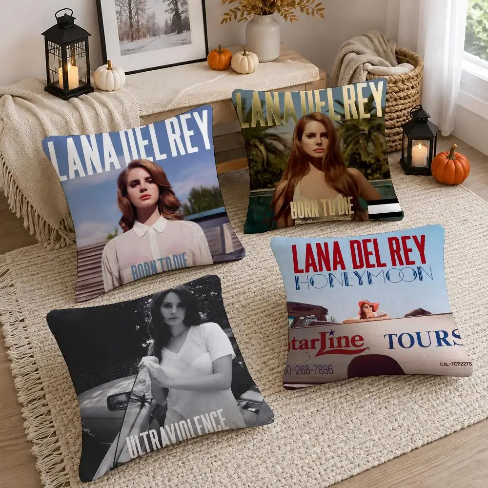 Pop Album Lana Del Rey Cushion Cover Short Plush Pillow Cover, Washable Wrinkle-Resistant for Sofa Bedroom Decor Gift
