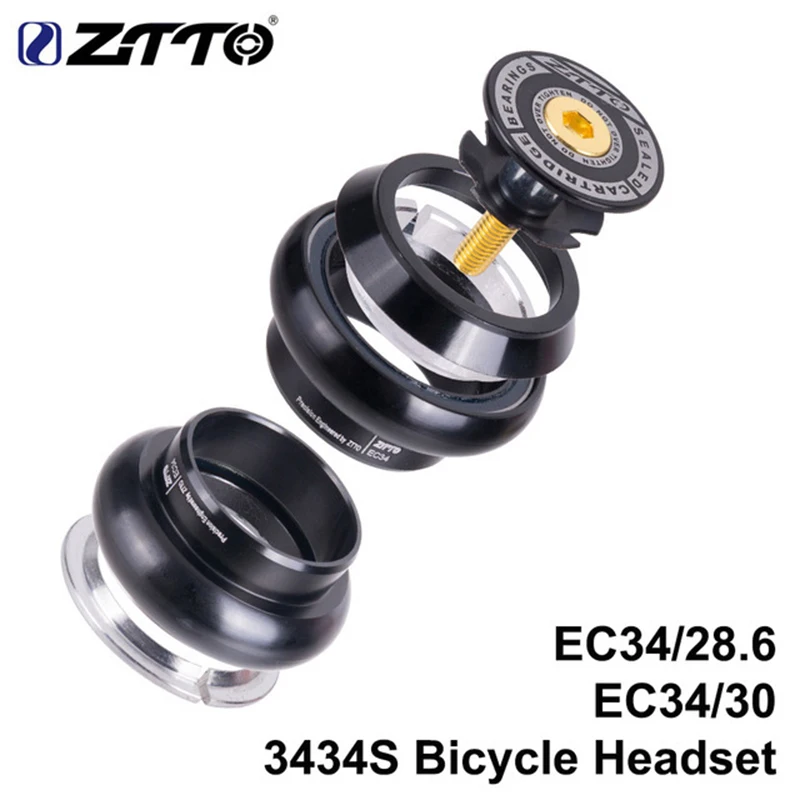 ZTTO MTB Road Bike Steering Column Threadless Headset 34mm EC34 CNC 1-1/8 28.6 Straight Tube Fork 34  Threadless Headset 3434S