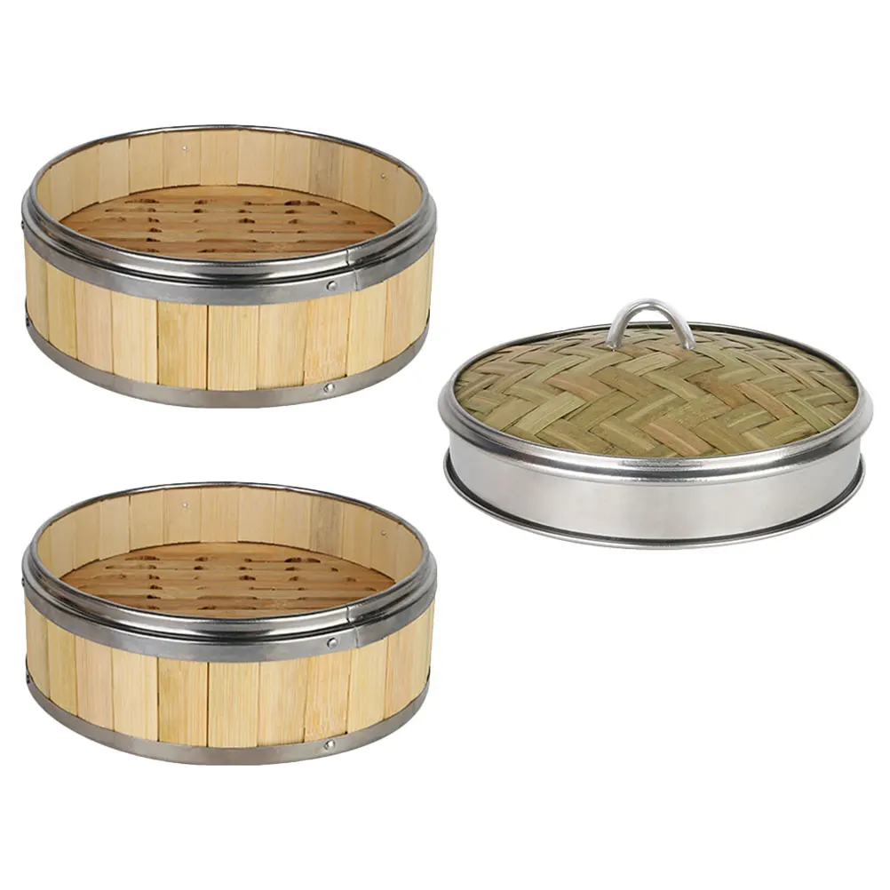 

Stainless Steel Steamer Bamboo Rice Basket Food Steamed Bun Vegetables Dumplings Small