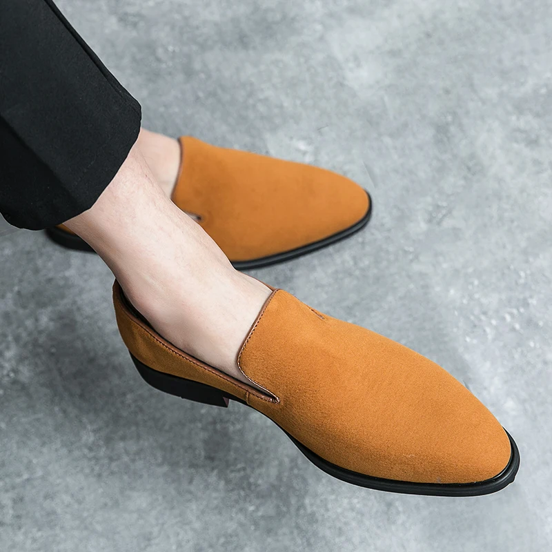 38-46 أحذية رجال الأعمال ذات النعل الأحمر مع سطح أسود أصفر غير لامع أوروبي خفيف الوزن مريح أحذية Le Fu #5