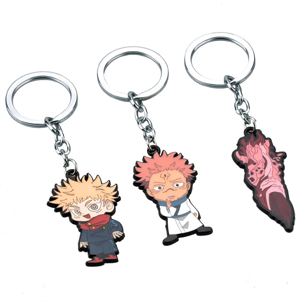 Jujutsu Kaisen Cartoon Charactor Enamel Pendant Keychain for Men Women Itadori Yuji Ryomen Sukuna Metal Key Ring Fans Jewelry