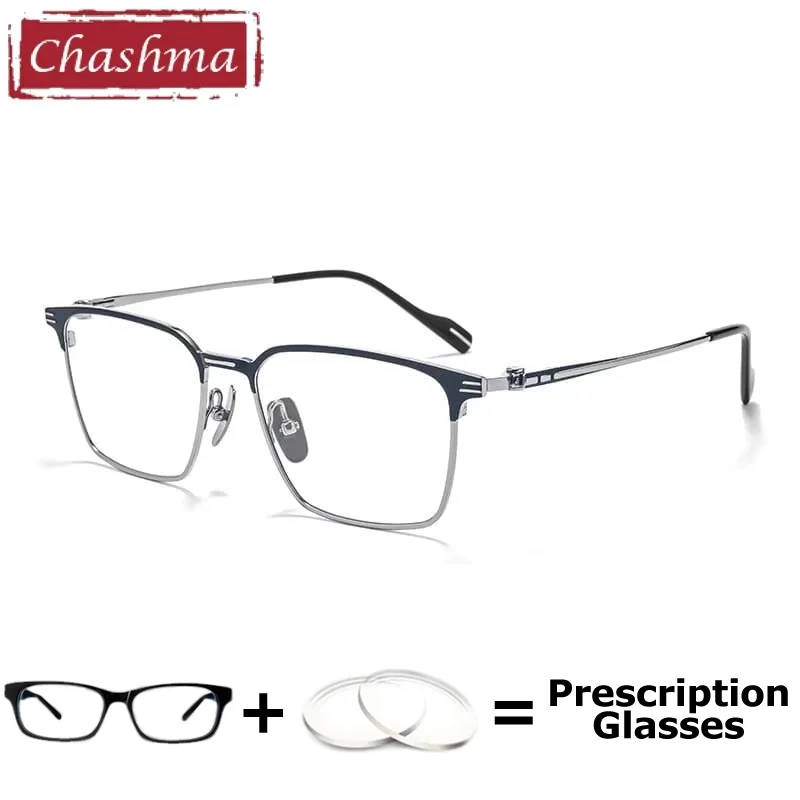 Chashma Men Pure Titanium Prescription Ready Eyeglasses Women Eyebrow Glasses Frame Stylish Eyewear Lightweight Spectacles