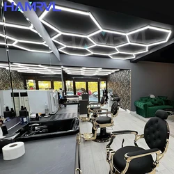 6500K Hexagon LED Lighting for Garage Barbershop DIY Ceiling Workshop Light Honeycomb Tube Lamp Gym Studio Office 4S Car detail