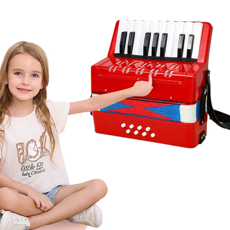 الأكورديون الصغير المهنية 17 مفاتيح 8 باس الأكورديون المحمولة للأطفال الأكورديون الموسيقى التعليم المبكر لوحة المفاتيح أداة #2
