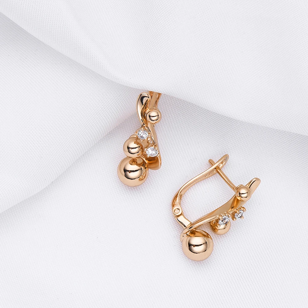 Catuni Simple Spherical Crystal Drop Earrings Unique Geometric Shape Spherical Gold Earrings Fashionable Daily Jewelry For Women