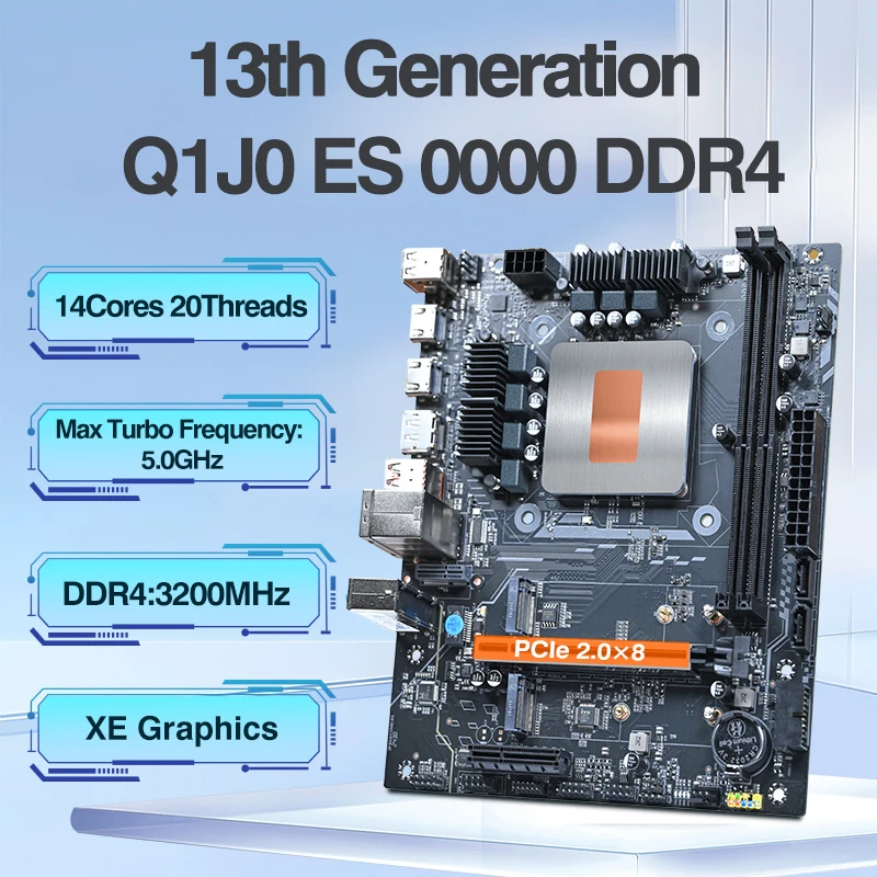 DIY Gaming Computer Motherboard with Onboard CPU combo 13th Core Interpose Kit Q1J0 ES 0000 14C20T DDR4 RAM LGA115X Desktop PC