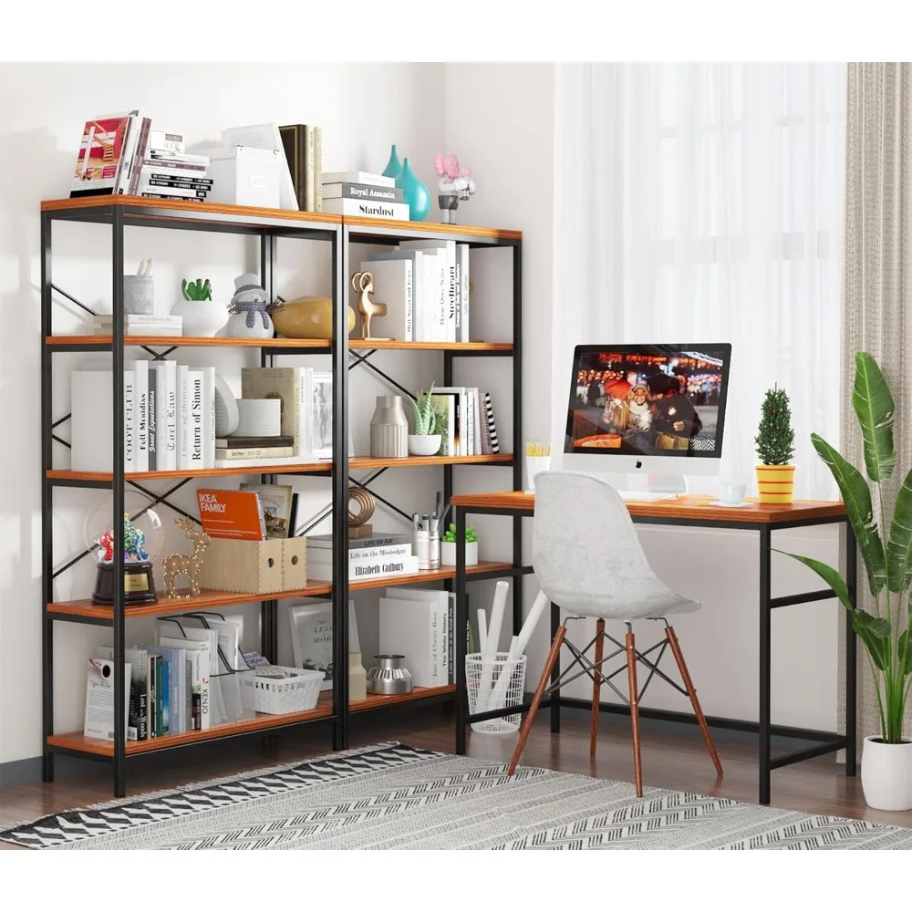 Rak Buku Tangga Logam 5 Tingkat, Rak Penyimpanan Tinggi 58, Furnitur Aksen Modern untuk Rumah dan Kantor