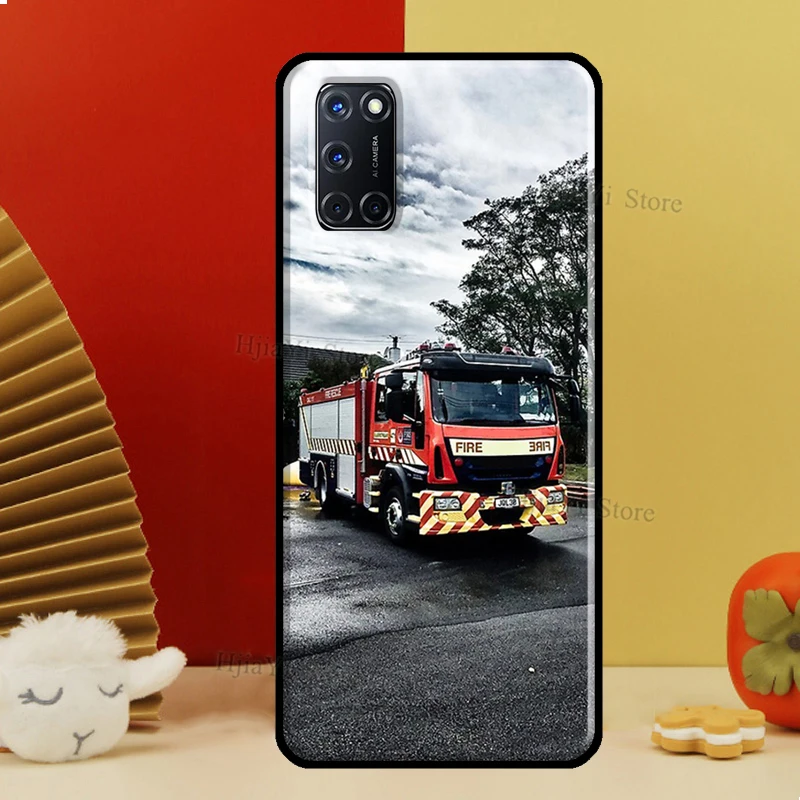 Fire Engine Truck Case For OPPO A74 A94 A54 A53 A57 S A5 A9 A15 A52 A72 A17 A77 A78 A91 A93 A16 A76 A96 Coque