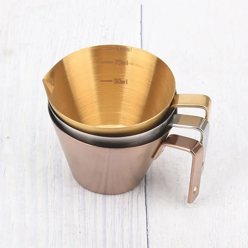 100 ml Edelstahl Kaffee Extraktion Tasse Unze Messbecher mit Skala und Griff Flüssigkeit Tasse Haushalt Kaffee Zubehör