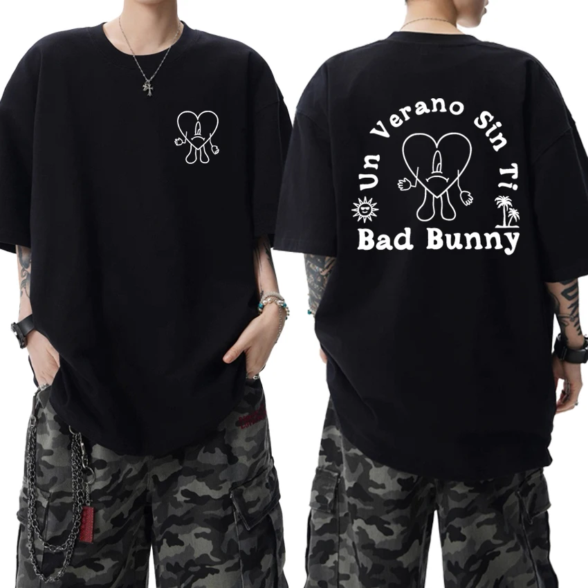 

Bad Bunny UN VERANO SIN TI Music Album short sleeve Unisex t-shirt Double Sided Print 100% Cotton Top Summer Men Women Tee shirt