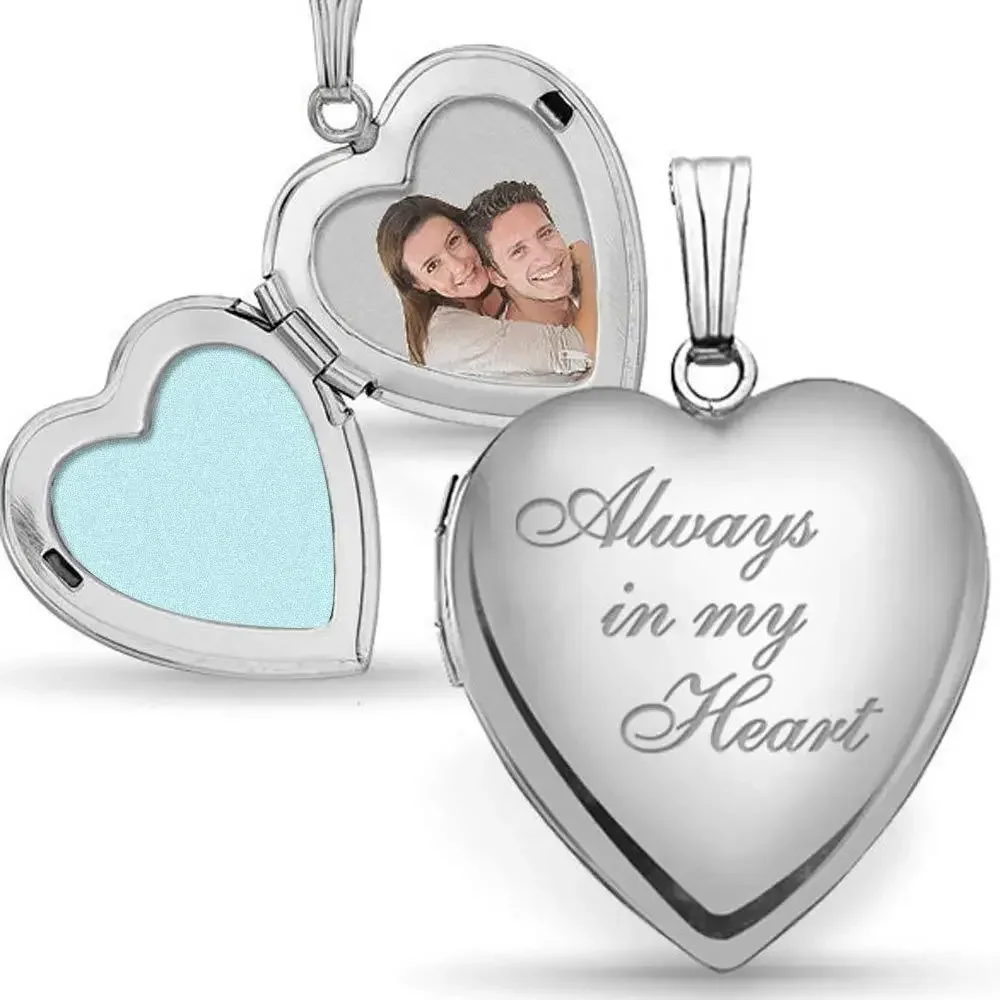 Fashion Heart Photo Pendant Necklace for Woman Always In My Love Necklaces Trendy Jewelry 20Inch Chain