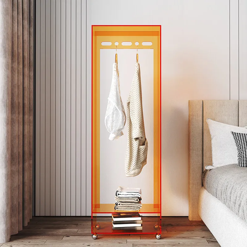 women's clothing window display rack, coat rack, floor-to-ceiling bedroom simple hanging clothes storage rack with wheels