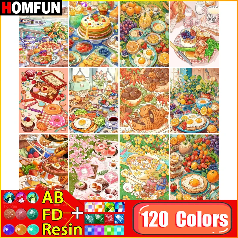

HOMFUN 120 цветов полная дрель алмазная живопись "Пейзаж еда" DIY картина горный хрусталь 5D Алмазная вышивка Декор