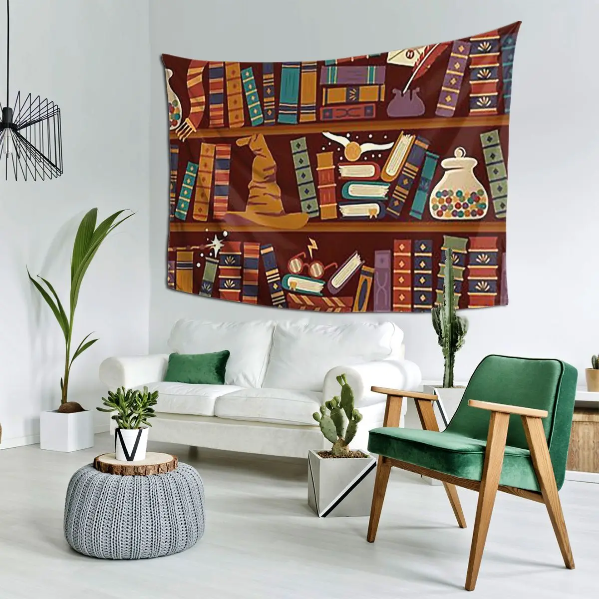 Bookshelf Tapestry Hippie Wall Hanging Aesthetic Home Decor Tapestries for Living Room Bedroom Dorm Room