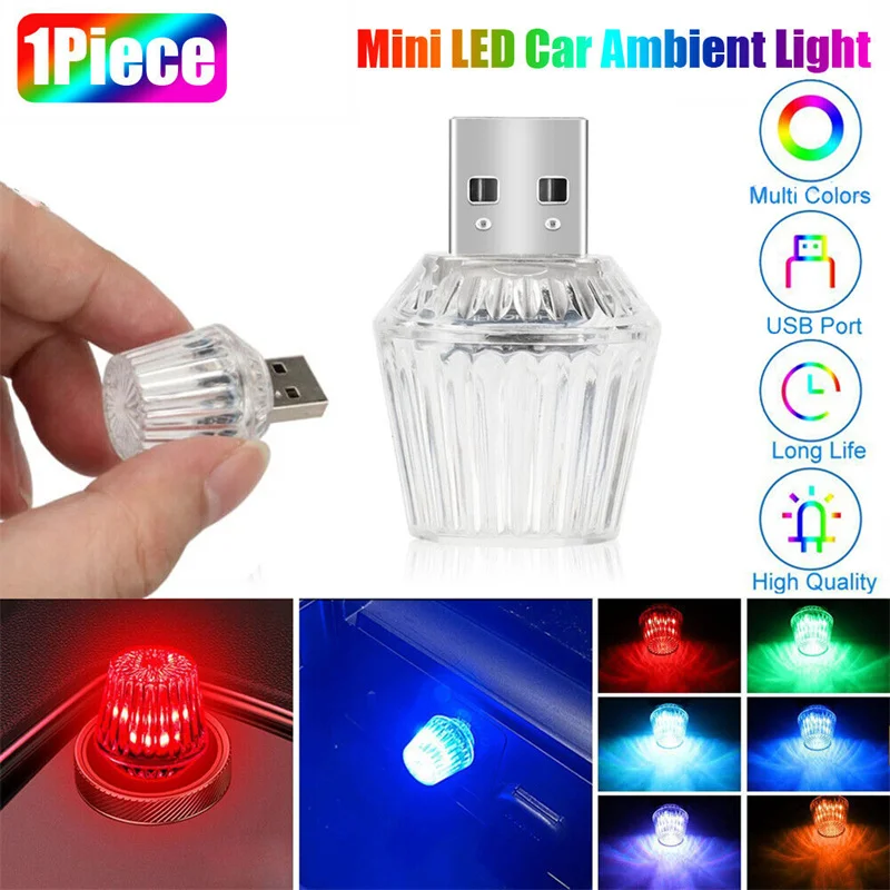 1Pcs Car USB Ambient Light Without Modification Mini LED Decorative Atmosphere Lamp For Auto Interior Environment Light