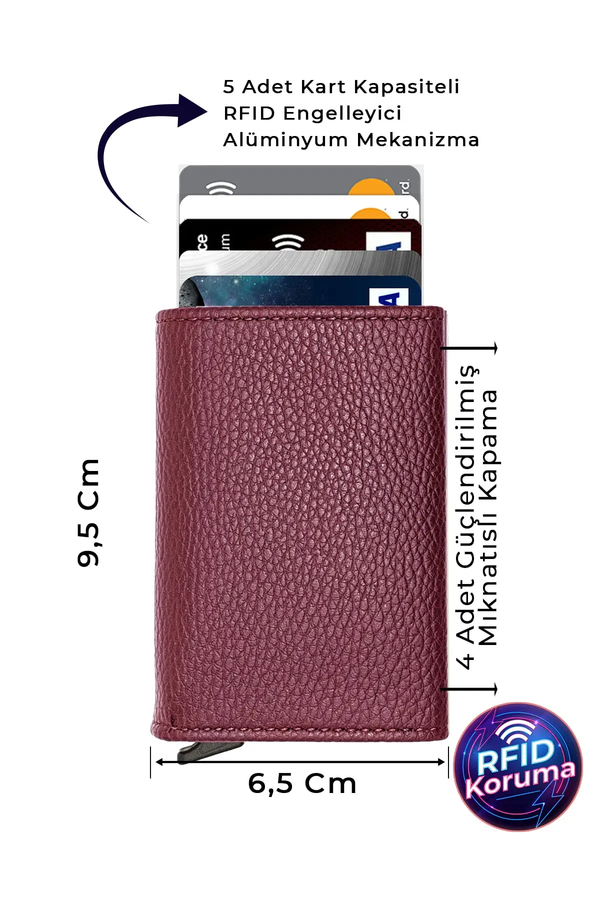 Tarjetero automático rojo Claret para hombre, elegante, útil, multifuncional, entrega rápida y segura, modelo de tendencia 2022