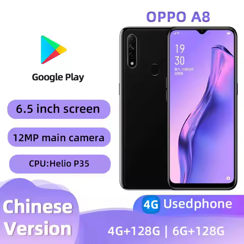 oppo A8 4G Android CPU MediaTek Helio P35 6.5-inch SmartPhone screen ROM 128GB Battery capacity 4230mAh 12MP Camera used phone