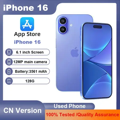 100% Original Apple IPhone 16 Dual SIM Card 6.1inch Mobile Phone 5G Unlocked OLED Face ID A18 128 ROM 8GB RAM Smartphone