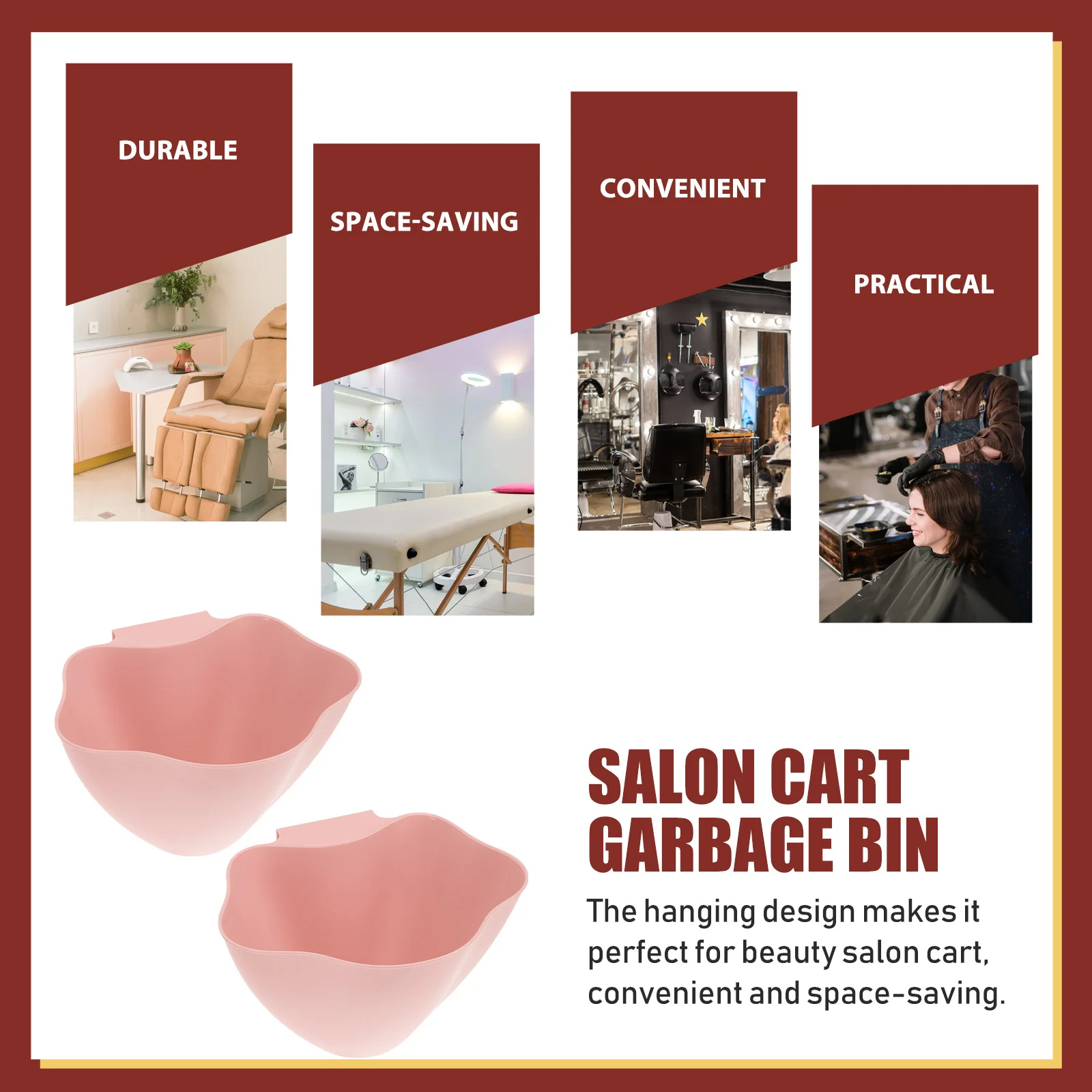 

2Pcs Salon Cart Hanging Trash Can Storage Box Reasonable Design Space Saving Rubbish Container for Beauty Supplies