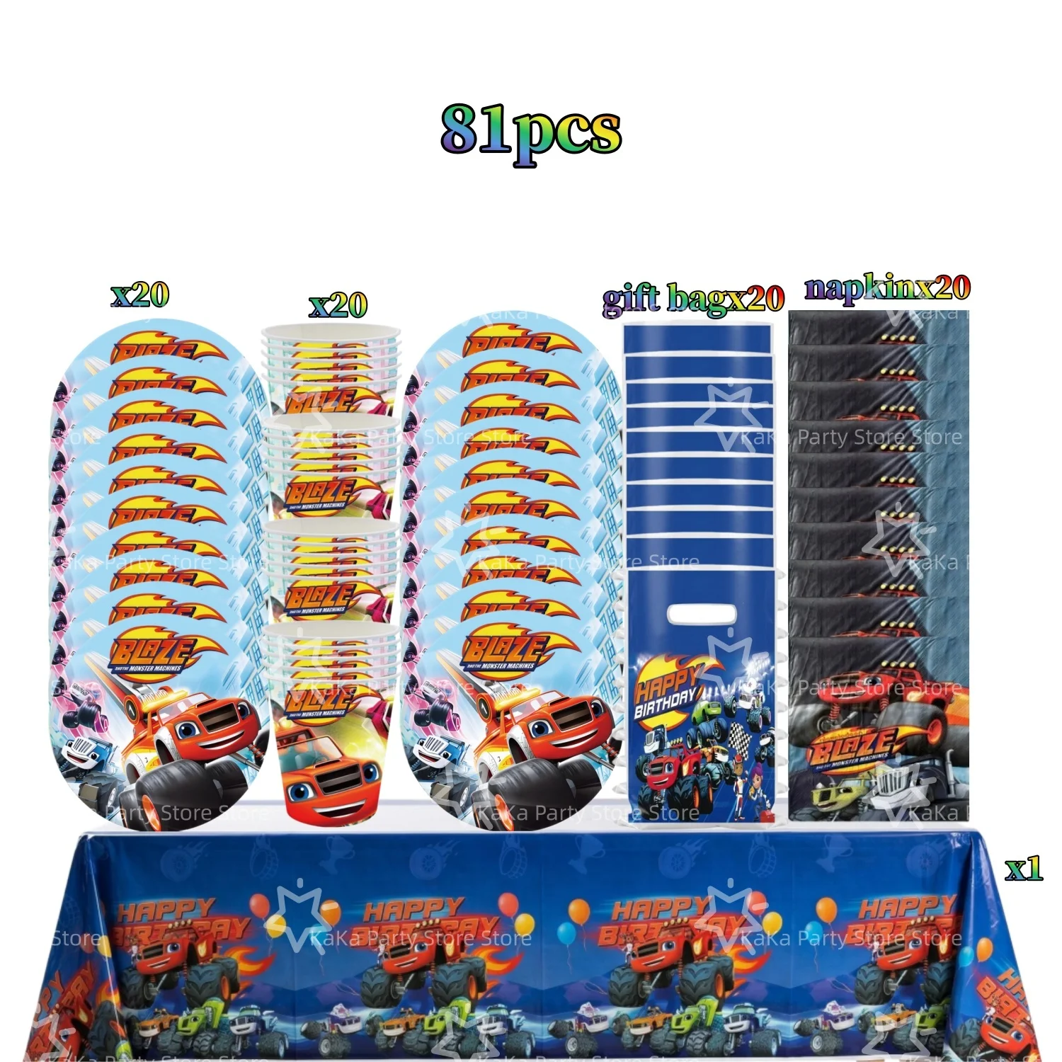 Blaze Monster Ballons Maschinen Rennwagen Geburtstagsparty Dekoration Tischware Tischdecke Teller Becher Servietten Tasche Rennparty Zubehör