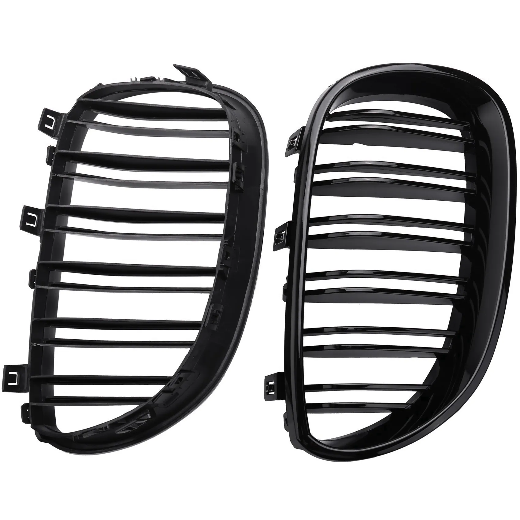 1 para czarny błyszczący przedni Grill nerkowy podwójna listwa podwójna linia maskownica do BMW E60 E61 5 serii 2003-2010 akcesoria samochodowe Coupe