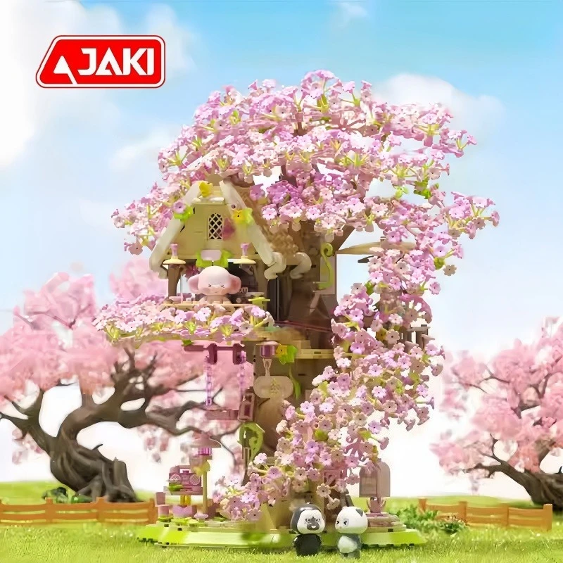 JAKI Sakura Baumhaus Spieluhr Zusammenbau Bausteine Anime Modell Desktop Sammeln Ornamente Kinder Urlaub Geschenke