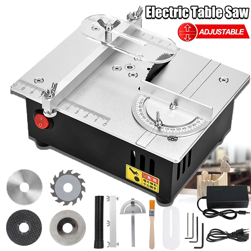 Präzisions-Elektrotischkreissäge DIY Handgefertigtes Holzbearbeitungswerkzeug Desktop-Schneidemaschine mit Einstellbarer Schnitttiefe DesktopSaw