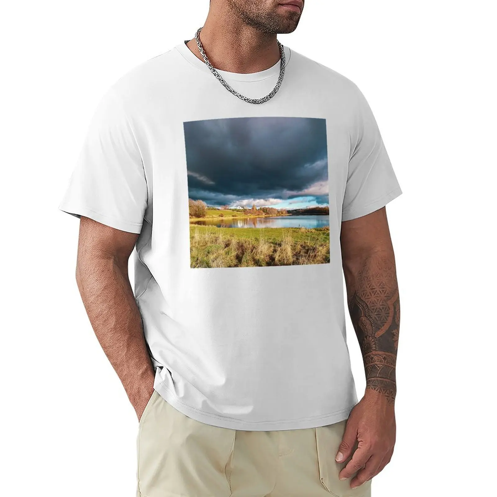 Storm Clouds Over The Lake T-shirt cute clothes vintage clothes mens cotton t shirts