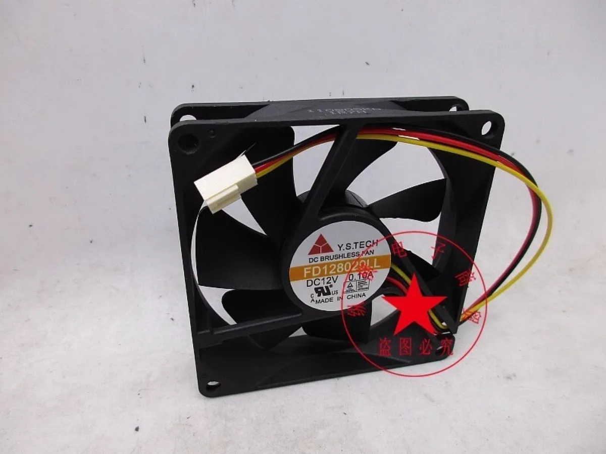 For Y.S.TECH FD128020LL 8CM 8020 12V 0.10A 3pin Cooling Fan