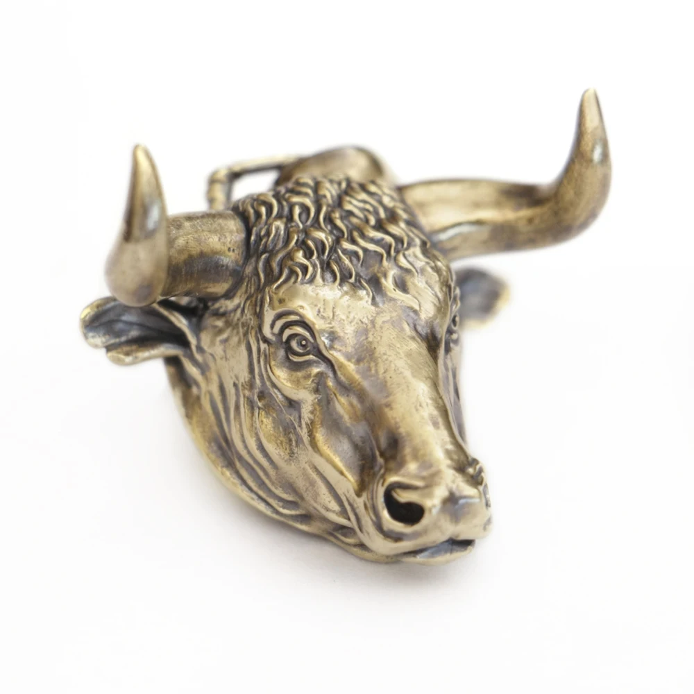 

LINSION Brass Mens Biker Punk Wild ox Jewelry Buffalo Pendant BR395