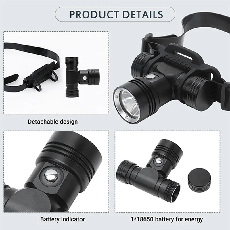 LED Diving Headlamp Rechargeable Underwater Head Lamp Torch