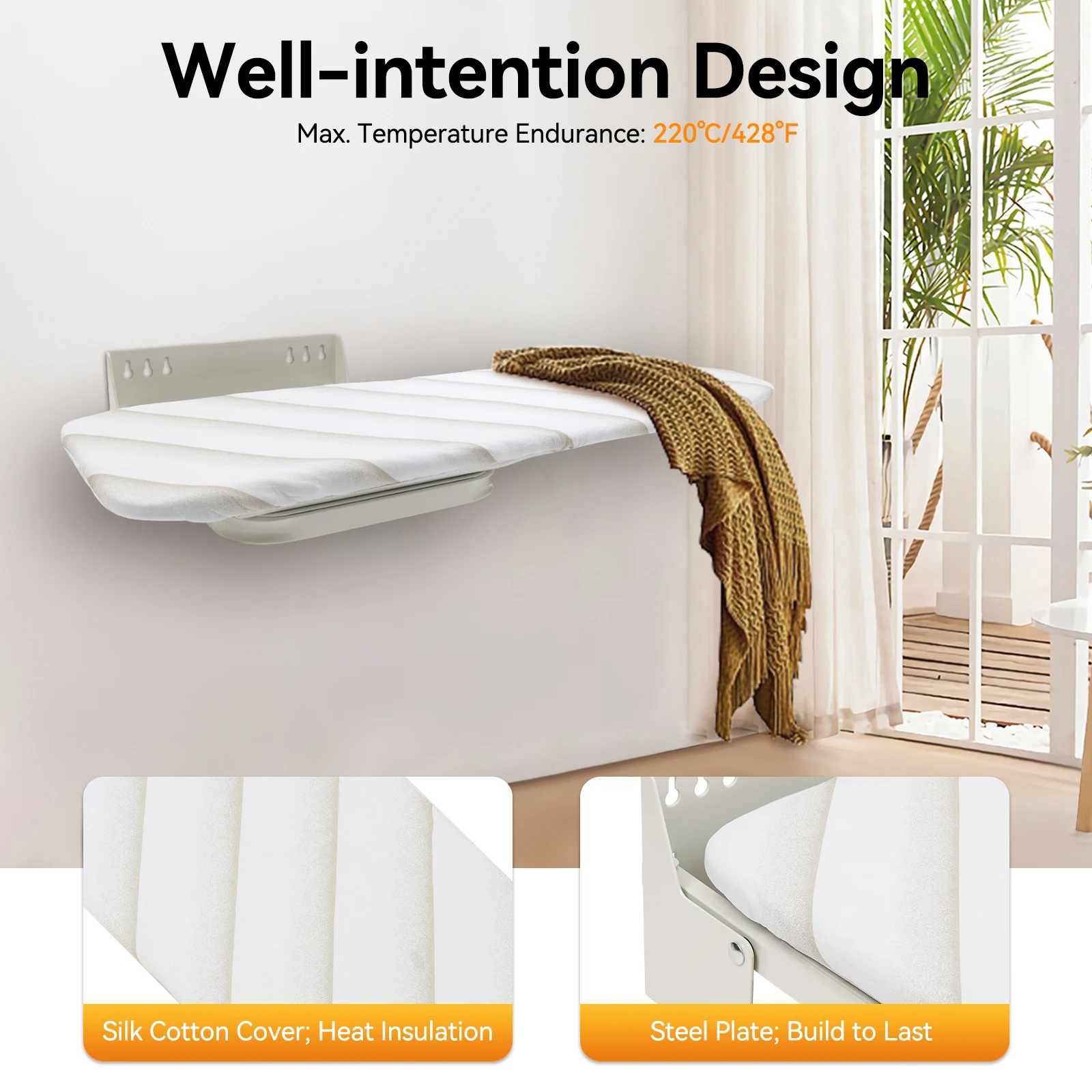 

Retractable Ironing Board Closet Pull-Out Stow Away In The Cabinet Easy To Install 180 Degree Rotation Push and Pull