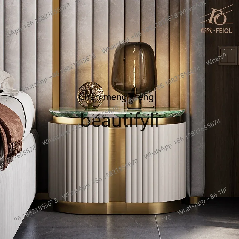 

N178 GLight luxury bedside table leather fashion marble high-end villa custom bedside table