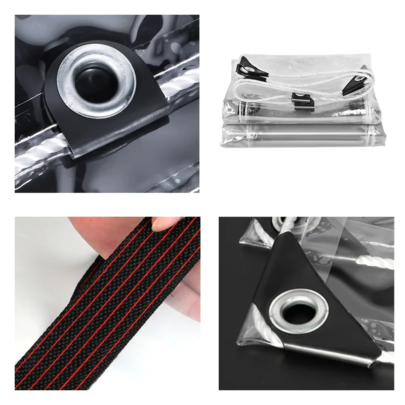 0.35mm Upgraded Eyelet 6lins Wrapped Transparent Tarpaulin Balcony Car Terrace Rain Cover Outdoor Greenhouse