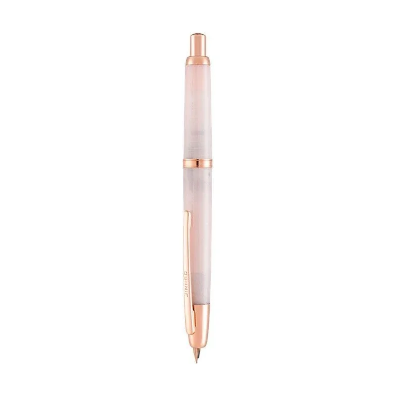 New JINHAO 20 Press Retractable Fountain Pen Pink Gold Clip Resin EF F Nib With Converter School Office Supply Gift PK 10 A1
