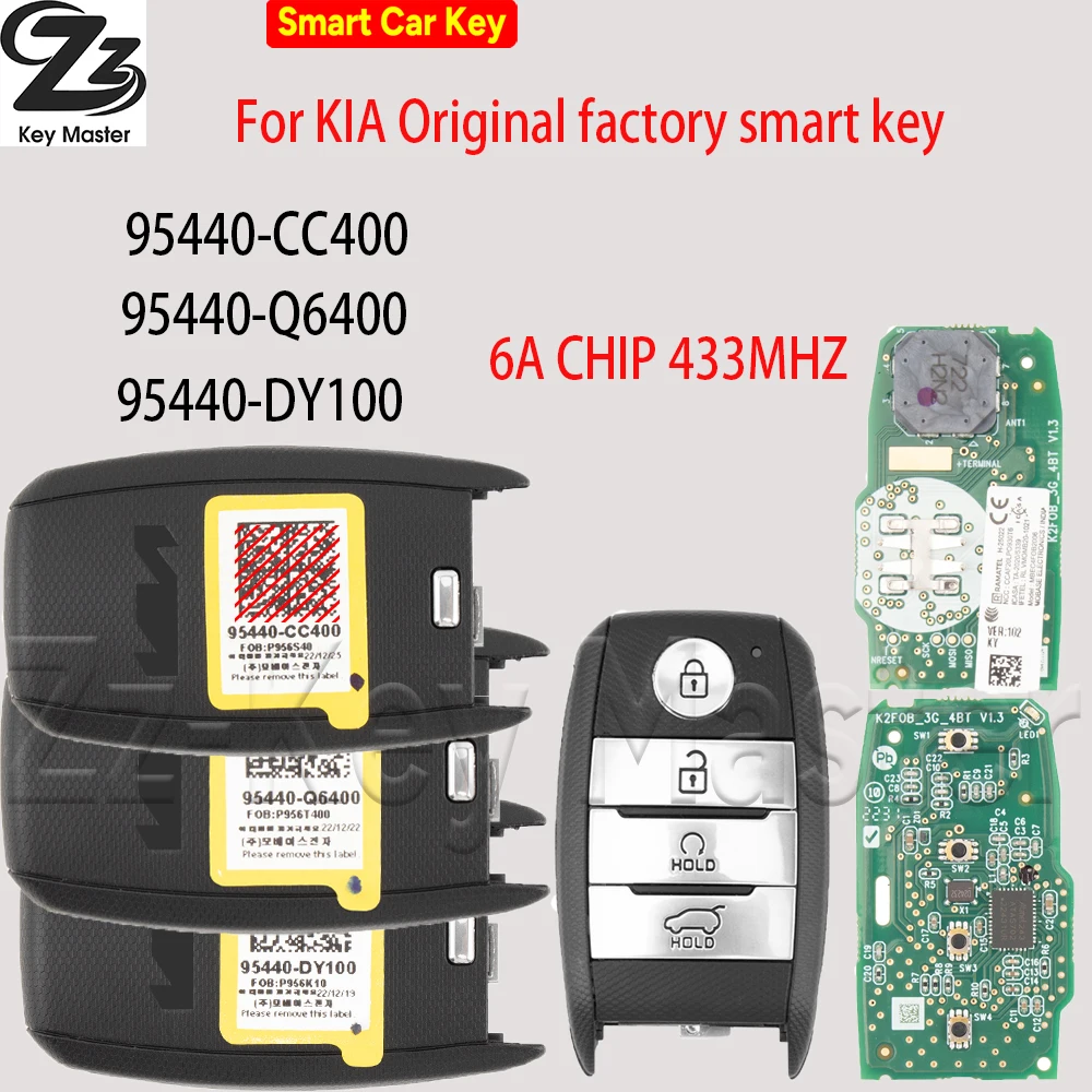 

Оригинальный ключ ZZ, чип 6A, 433 МГц, 95440-Q6400/CC400/DY100, без лезвия, дистанционный автомобильный ключ, оригинальная бесконтактная карта для KIA Carens Seltos