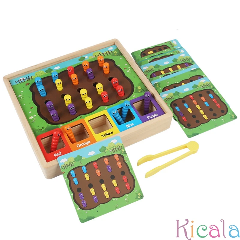 Wooden Educational Toy Color Sorting & Insect Catching Game For Ages 3-6 Enhances Color Recognition & Fine Motor Skills