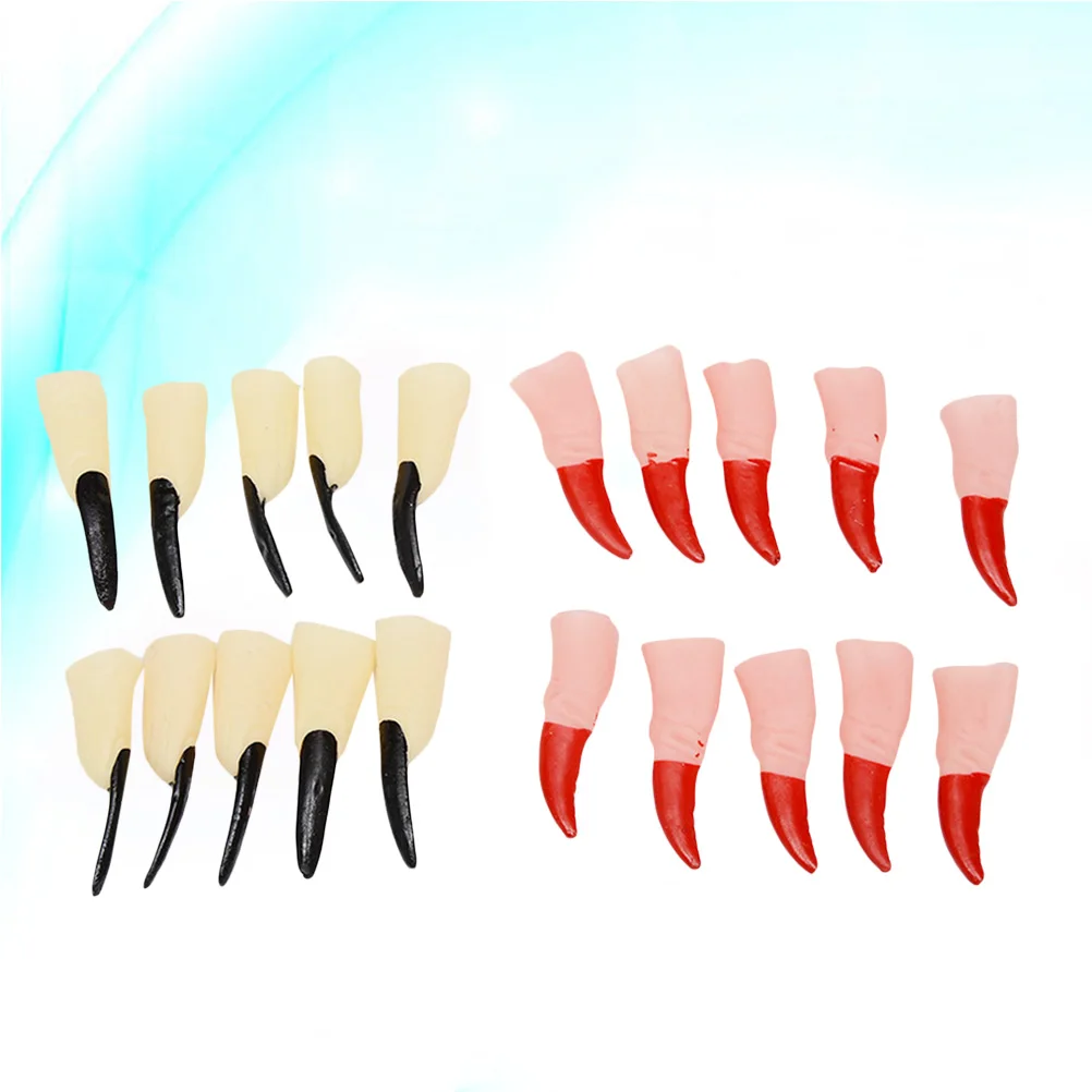 

20PCS Fake Finger Set Long Zombie Props for Halloween Party Costume Scare Decor Fits Most Red Black