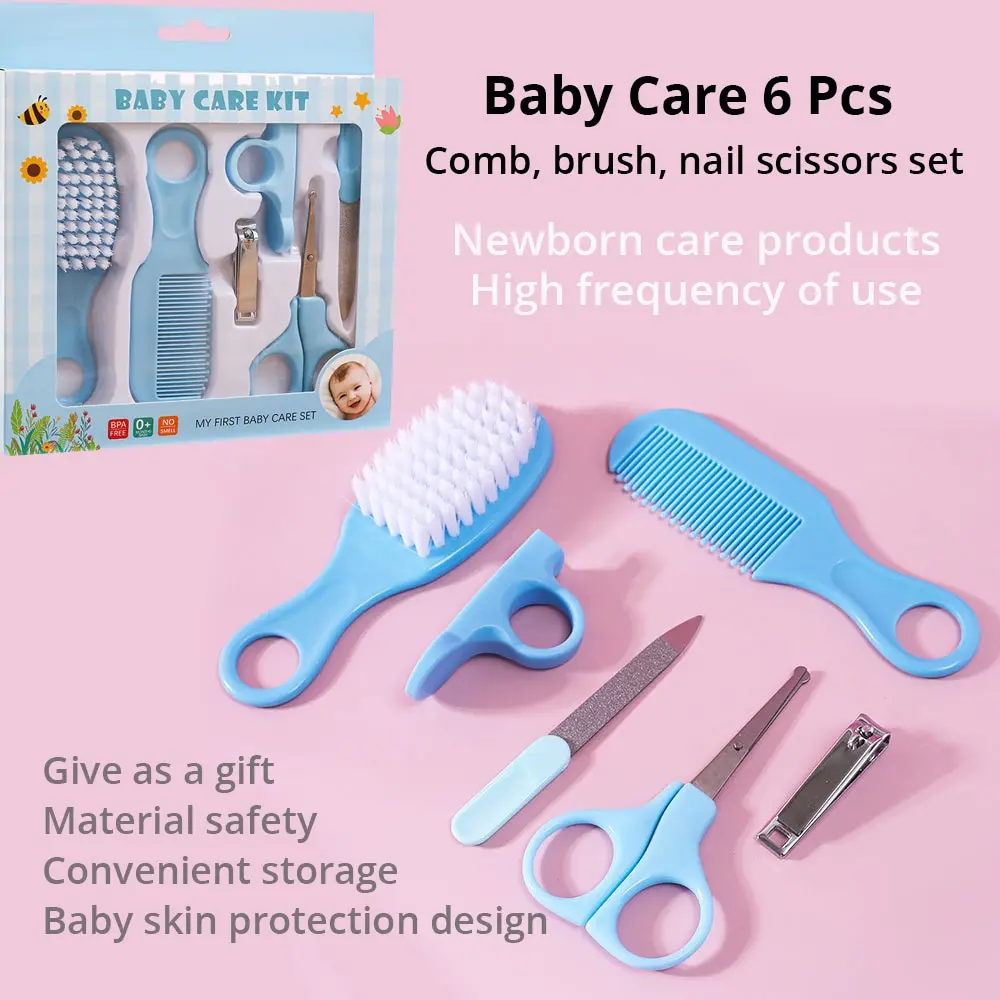 6 in 1 Baby Care Set Safe Nail Clippers Soft Comb Brush Care Combination