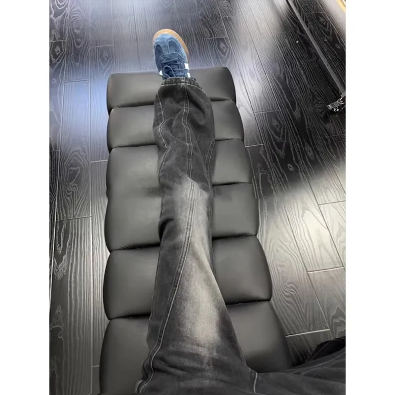 

Bla Spliced Straight Leg Men's Jeans American High Street Sle Slimming Tapered mid Waist Zipper Fly Denim Pants