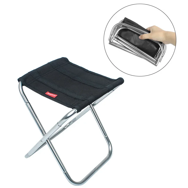 Hot Sale Ultralight EDC Outdoor Folding Chair Portable BBQ Fishing Picnic Beach Camping Fold Stool Oxford Clothes Alloy Seat