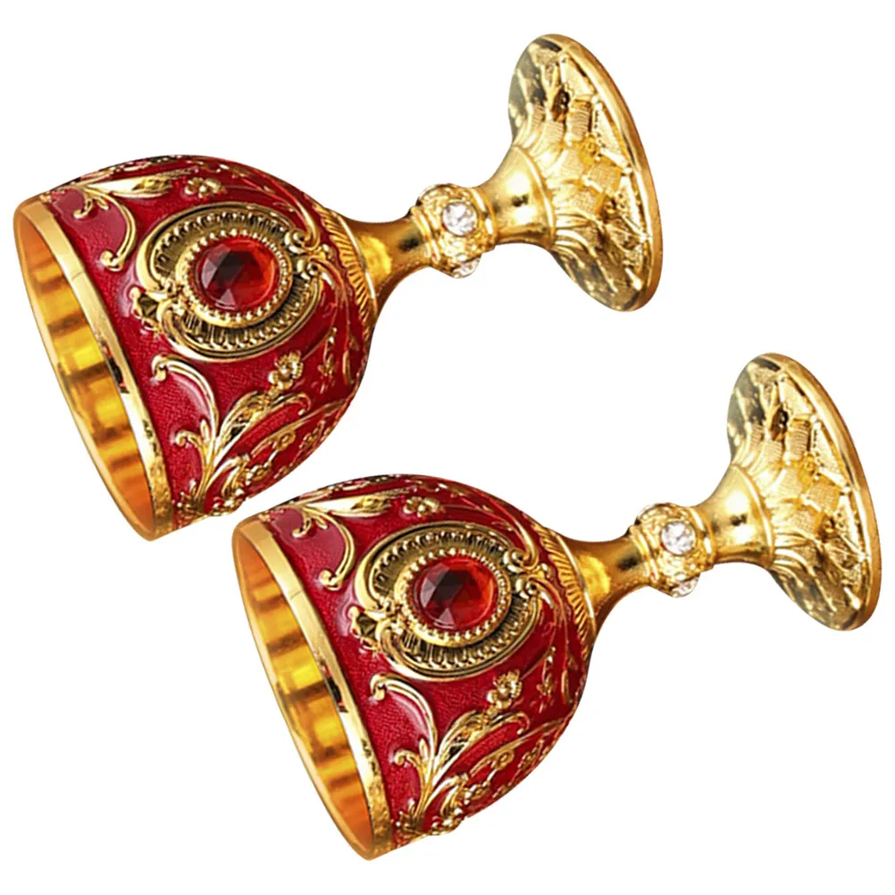 

2Pcs Compact Multi-Function Metal Drink Cup Practical Gift for Wine Lovers and Daily Use Liquor Cup Delicate Retro Wine Cup,