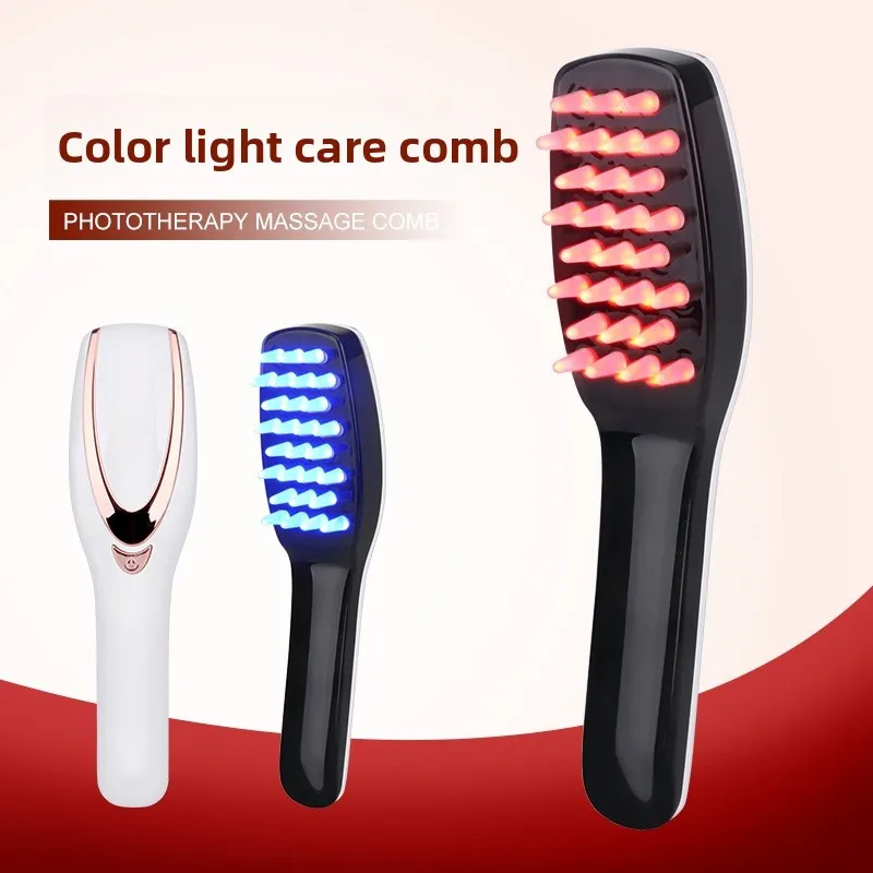 Home Electric Treatment Comb, Rechargeable Color Light Care, Red and Blue Light Health Comb for Scalp Maintenance