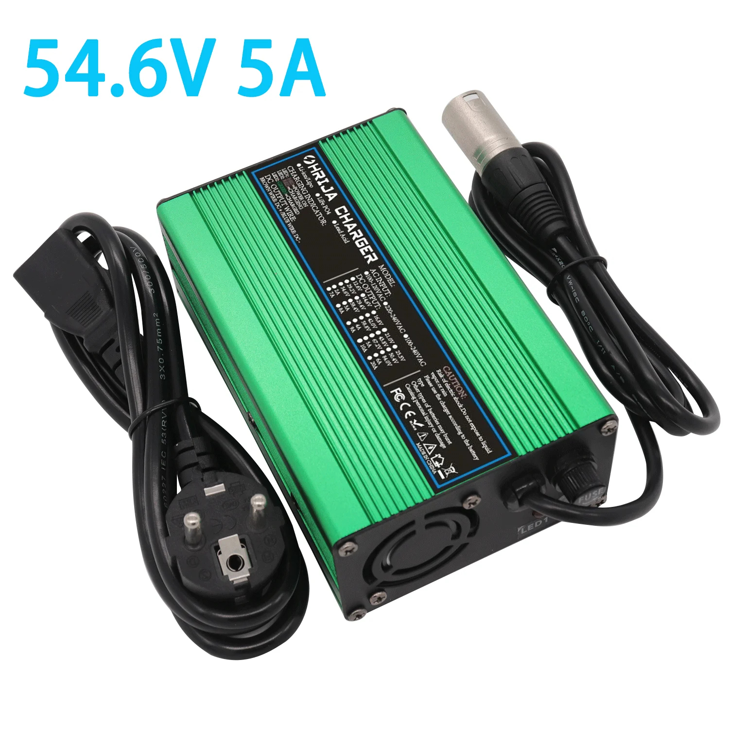 54.6V 5A Charger Smart Aluminum Case Is Suitable For 13s 48.1V Outdoor Lithium Ion Battery Car Balance Car Safe And Stable 48V