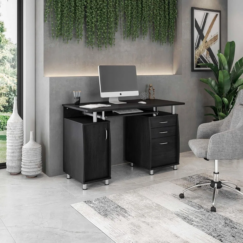 

47.25" Ergonomic Computer Drawers & File Cabinet for Home Office Storage, Espresso Writing Desk, Computer Desks