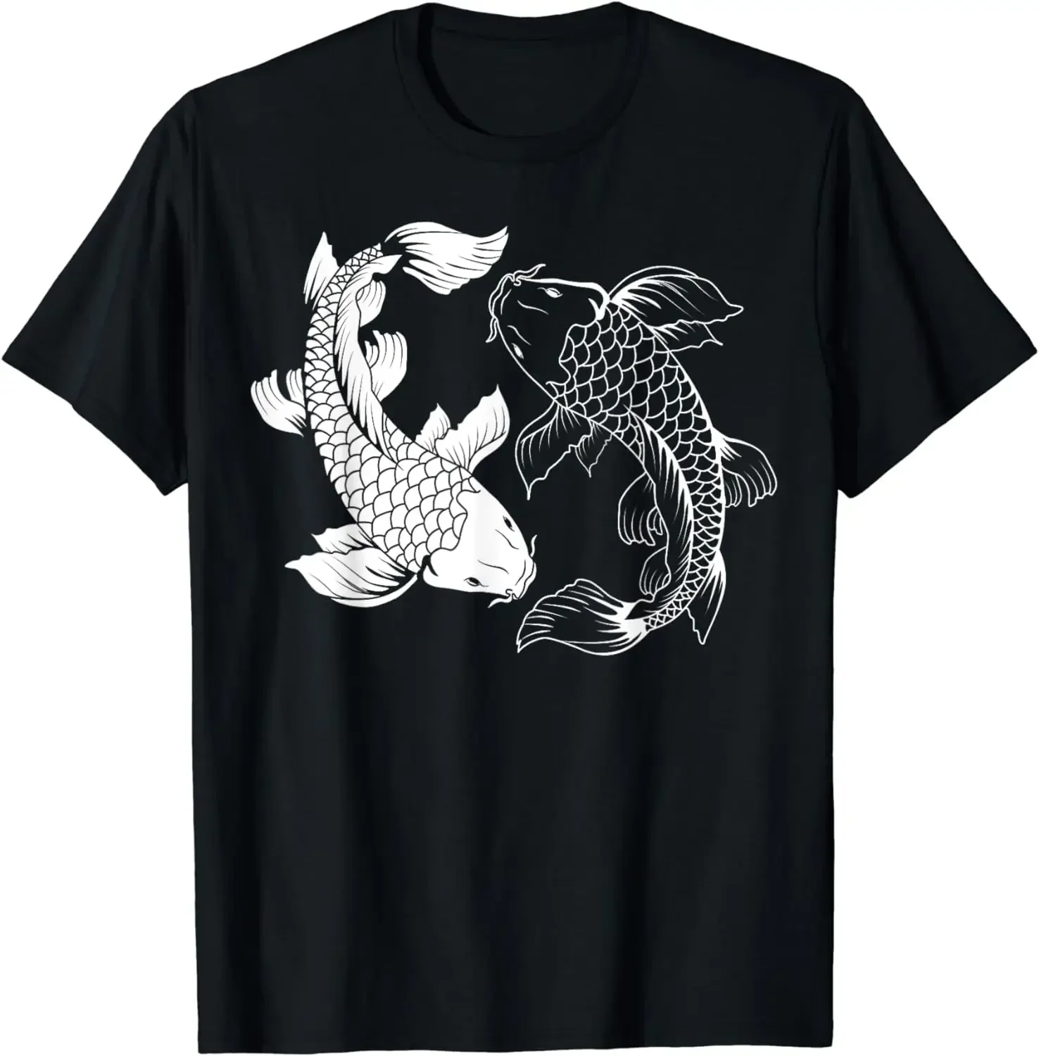 Graphic T Shirts  Men Clothing  Streetwear  Vintage T Shirt  Camisetas Yin and Yang Japanese Koi Fish T-Shirt   harajuku