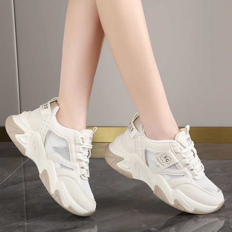 CRLAYDK scarpe da papà con piattaforma da Tennis da corsa traspiranti in rete da donna moda Casual Chunky Sneakers scarpe da ginnastica da passeggio