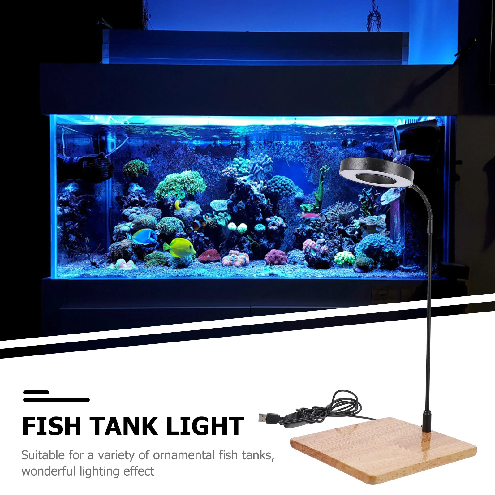 1Pcs Aquarium LED Fill Light Fish Tank USB Powered Lamp Adjustable High Brightness Aquatic Plant Supplement Aquarium Light